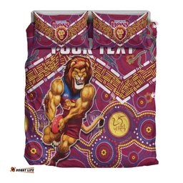 Custom Personalised Brisbane Football Bedding Set Indigenous Pattern Go Lions Unique Version