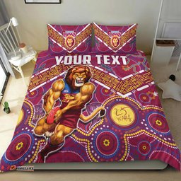 Custom Personalised Brisbane Football Bedding Set Indigenous Pattern Go Lions Unique Version