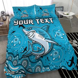 Custom Personalised Sharks Rugby Bedding Set Go Sharkies Aboriginal Special Version