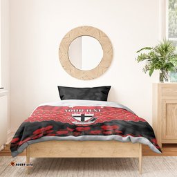 Custom St Kilda Saints Football Bedding Set ANZAC Lest We Forget