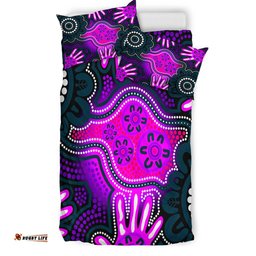 Australia Indigenous Bedding Set - Aboriginal inspired dot artwork with hands