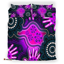 Australia Indigenous Bedding Set - Aboriginal inspired dot artwork with hands