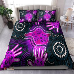 Australia Indigenous Bedding Set - Aboriginal inspired dot artwork with hands