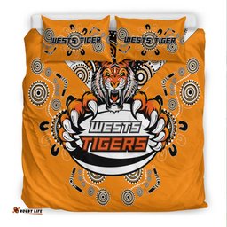 Wests Tiger Rugby Aboriginal Pattern Bedding Set -