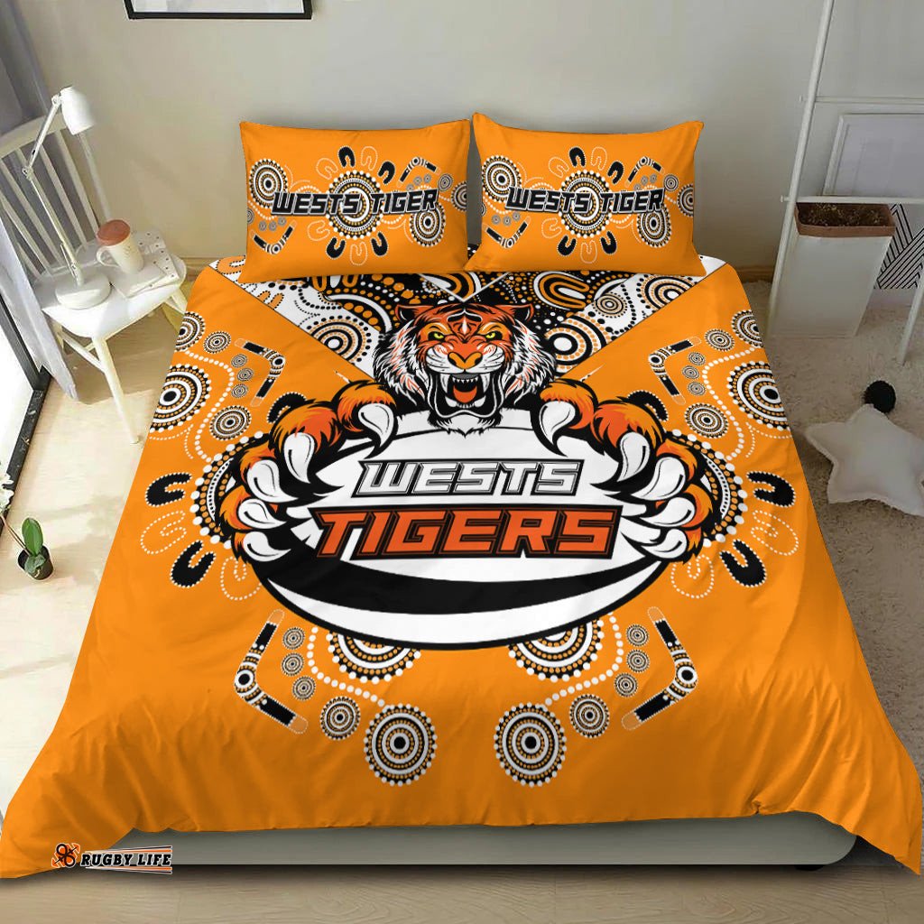 Wests Tiger Rugby Aboriginal Pattern Bedding Set -