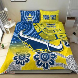 Custom Personalised Cowboys Rugby Bedding Set Aboriginal Boomerang Go Premiers North Queensland