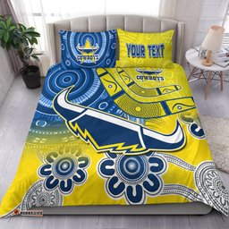 Custom Personalised Cowboys Rugby Bedding Set Aboriginal Boomerang Go Premiers North Queensland