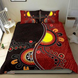 Aboriginal Bedding Set - Australia Flag Dot Painting Art