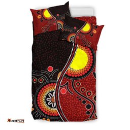 Aboriginal Bedding Set - Australia Flag Dot Painting Art