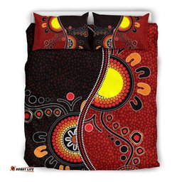 Aboriginal Bedding Set - Australia Flag Dot Painting Art