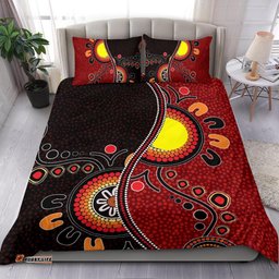 Aboriginal Bedding Set - Australia Flag Dot Painting Art