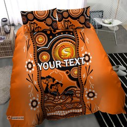 Custom Perth Scorchers Cricket Bedding Set Happy Australia Day Aboriginal Art