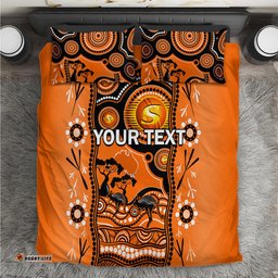 Custom Perth Scorchers Cricket Bedding Set Happy Australia Day Aboriginal Art