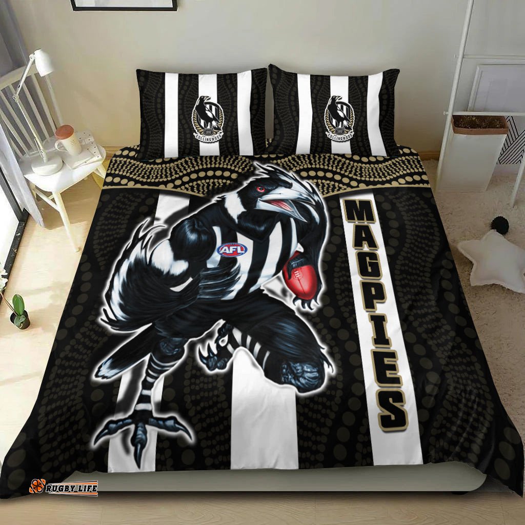 Magpies Football Bedding Set Collingwood 1892 Indigenous Sporty Style