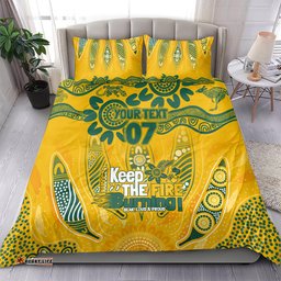 Custom Socceroos NAIDOC Week 2024 Bedding Set Indigenous Burning Fire National Colors