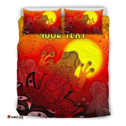 Custom Aboriginal Bedding Set - Indigenous Frog Red