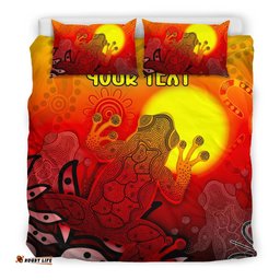 Custom Aboriginal Bedding Set - Indigenous Frog Red