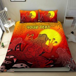 Custom Aboriginal Bedding Set - Indigenous Frog Red