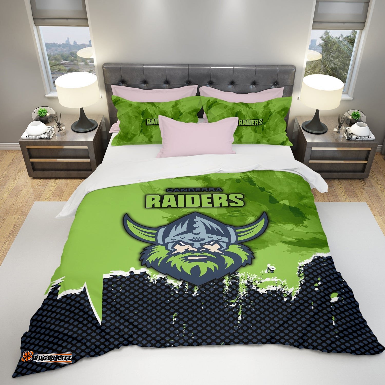 Canberra Raiders Bedding Set Net Pattern Grunge Style - NRL