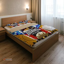 Titans Rugby Anzac Aboriginal Bedding Set - Titans with Poppy Watercolor Flower Bedding Set