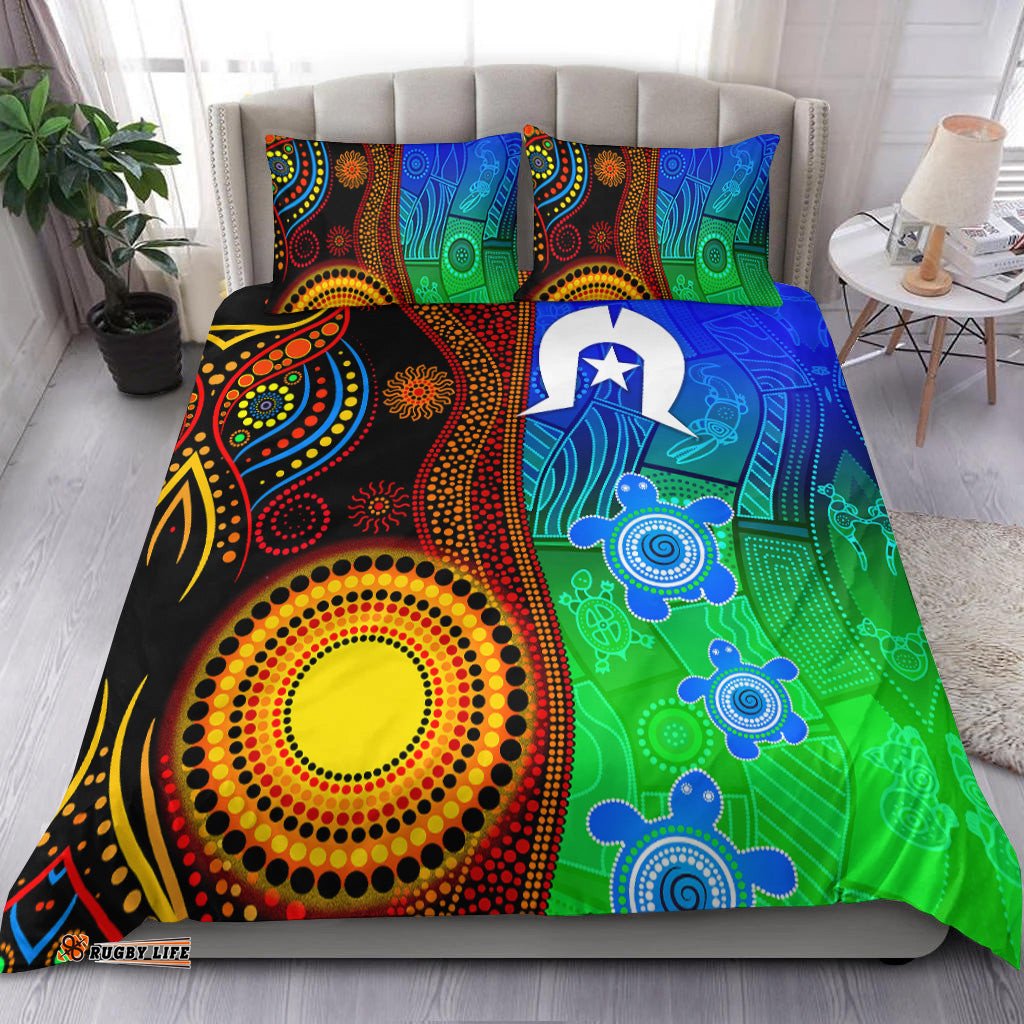 Australia Indigenous Aboriginal And Torres Strait Islands Bedding Set Flag Vibes