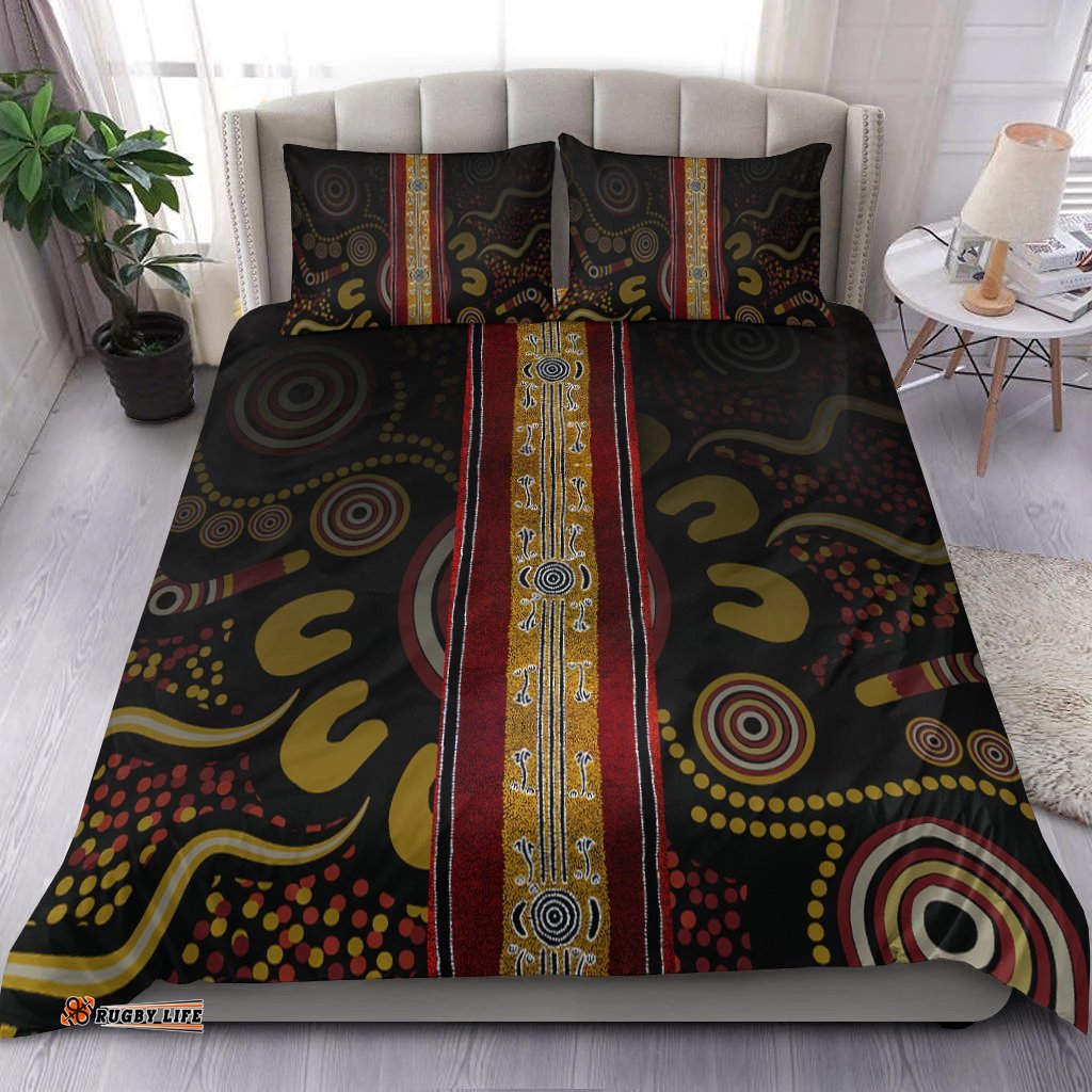 Bedding Set - Aboriginal Dot Panting Art Stripe Lines