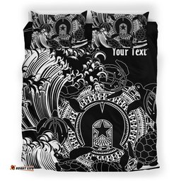Custom Aboriginal Bedding Set, Torres Strait Islands in Wave Black