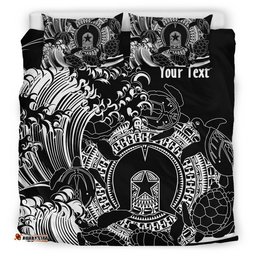 Custom Aboriginal Bedding Set, Torres Strait Islands in Wave Black