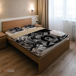 Custom Aboriginal Bedding Set, Torres Strait Islands in Wave Black