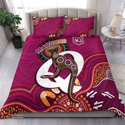 Maroons Rugby Bedding Set Queensland Kangaroo Aboriginal Dot Paintings