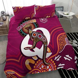 Maroons Rugby Bedding Set Queensland Kangaroo Aboriginal Dot Paintings