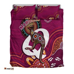 Maroons Rugby Bedding Set Queensland Kangaroo Aboriginal Dot Paintings