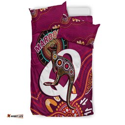 Maroons Rugby Bedding Set Queensland Kangaroo Aboriginal Dot Paintings