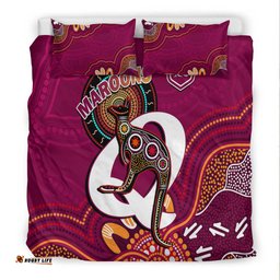 Maroons Rugby Bedding Set Queensland Kangaroo Aboriginal Dot Paintings