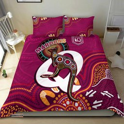 Maroons Rugby Bedding Set Queensland Kangaroo Aboriginal Dot Paintings