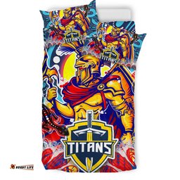 Titans Aboriginal Custom Rugby Bedding Set - The Indigenous Titans Warriors With Aboriginal Lizard And Sun RLT13
