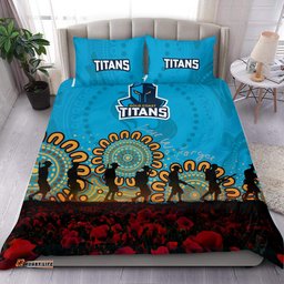 Gold Coast Titans Bedding Set Aboriginal Rugby Anzac Day Poppy With Soldiers- NRL