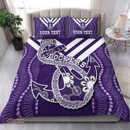 Custom Personalised Dockers Football Bedding Set Fremantle Anchor Mix Aboriginal Pattern Dynamic Style