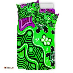 Australia Indigenous Bedding Set - Aboriginal inspired dot art painting with turtle