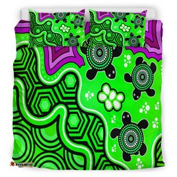 Australia Indigenous Bedding Set - Aboriginal inspired dot art painting with turtle