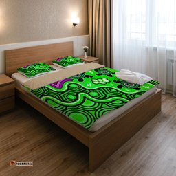 Australia Indigenous Bedding Set - Aboriginal inspired dot art painting with turtle