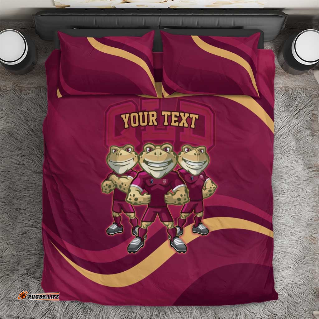 Custom QLD Maroons Cane Toad Bedding Set Queensland Origin No3