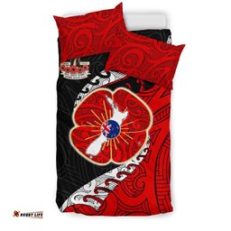 Anzac New Zealand Bedding Set - Lest We Forget Poppy Map Silver Fern Nz