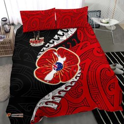 Anzac New Zealand Bedding Set - Lest We Forget Poppy Map Silver Fern Nz
