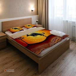 Australia Indigenous Bedding Set - Aboriginal inspired art dot painting with kangaroo
