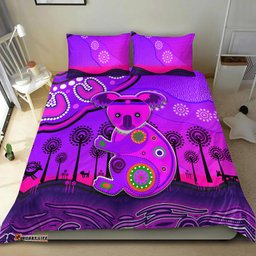 Aboriginal Art Koala Bedding Set Indigenous Unique Vibes - Purple