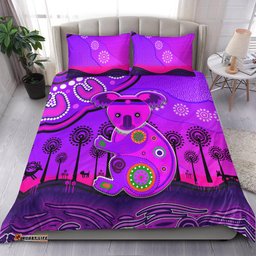Aboriginal Art Koala Bedding Set Indigenous Unique Vibes - Purple
