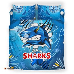 Sharks Aboriginal Custom Rugby Bedding Set - The Indigenous Sharks Scratch Style RLT13