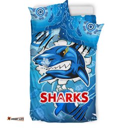Sharks Aboriginal Custom Rugby Bedding Set - The Indigenous Sharks Scratch Style RLT13