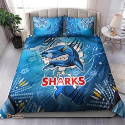 Sharks Aboriginal Custom Rugby Bedding Set - The Indigenous Sharks Scratch Style RLT13